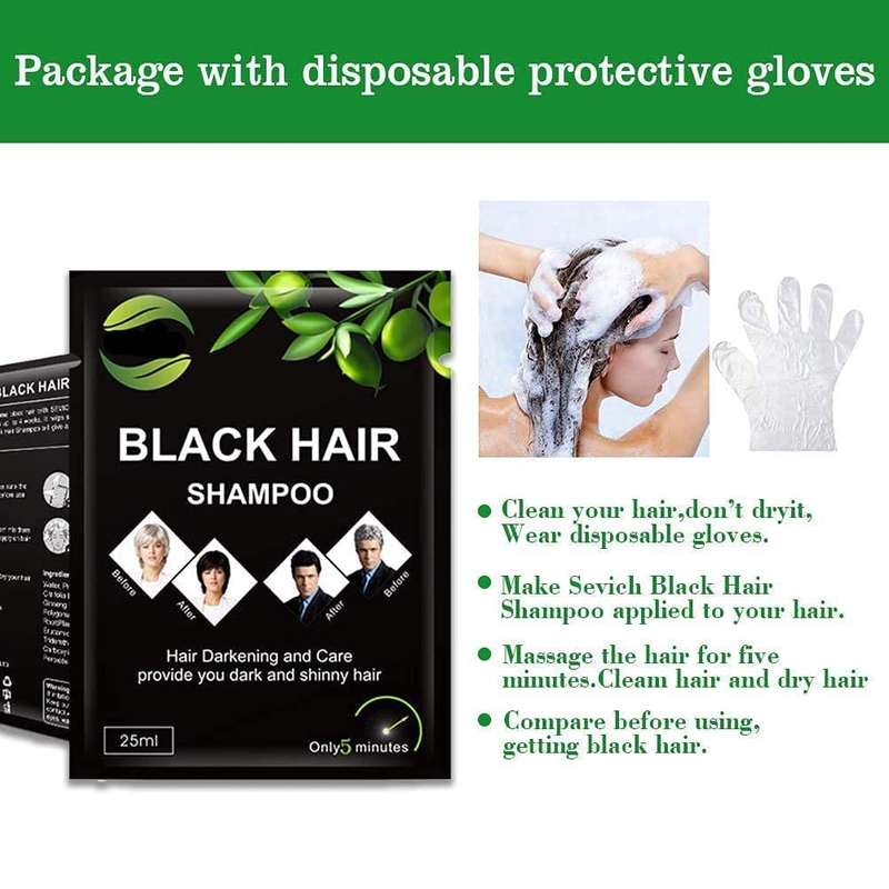 Instant Black Hair Shampoo for Men and Women Box Of 10 x 25ml Sachet