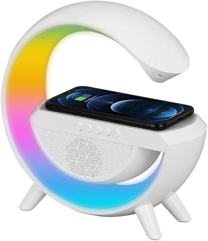 Desk Lamp with Rainbow Atmosphere Wireless Charger and Portable Speaker 3-in-1