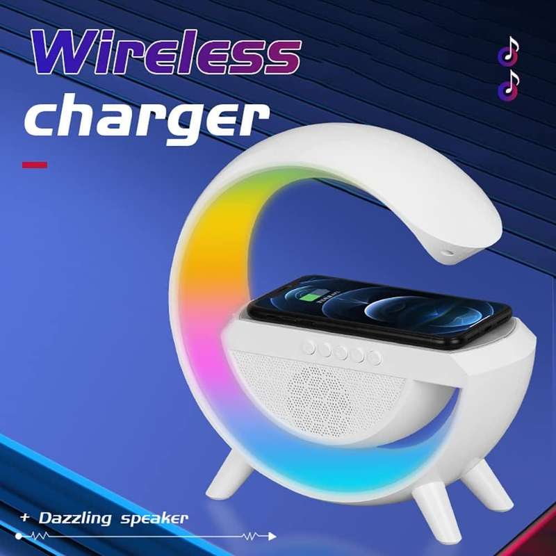 Desk Lamp with Rainbow Atmosphere Wireless Charger and Portable Speaker 3-in-1