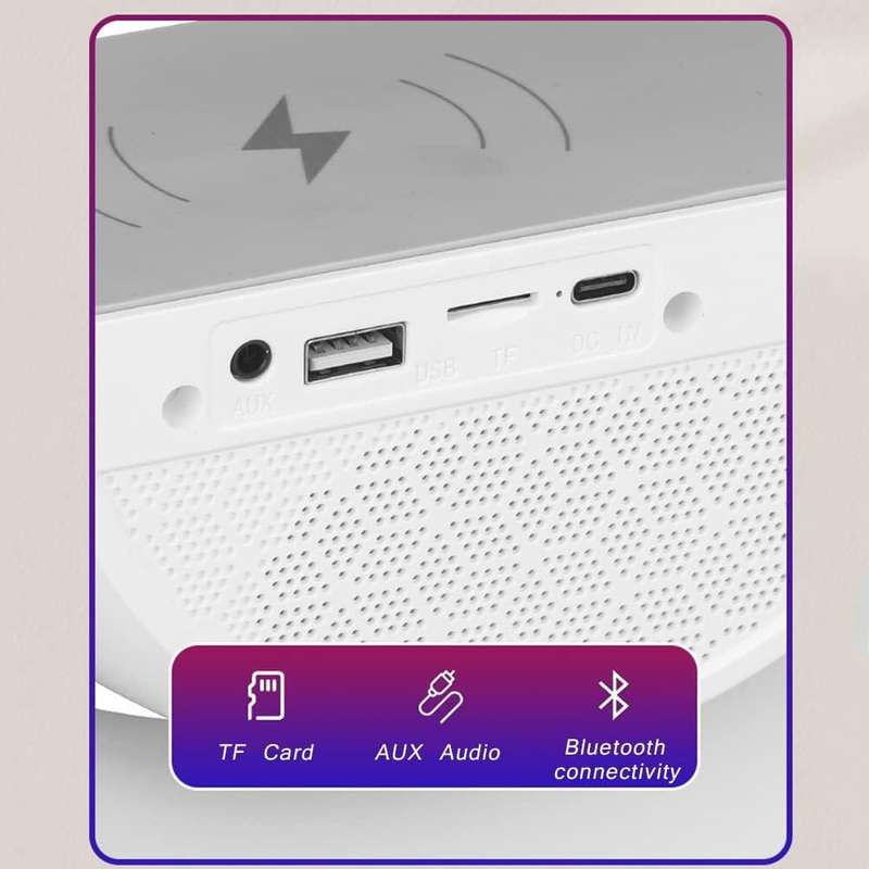 Desk Lamp with Rainbow Atmosphere Wireless Charger and Portable Speaker 3-in-1