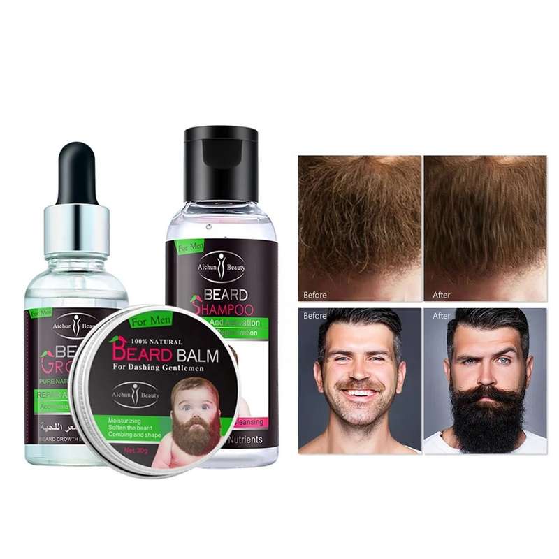Beard Grooming Care Kit - Shampoo, Balm & Growth Oil