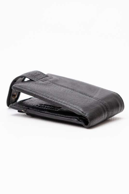 Camel Mountain Genuine Leather Bi Fold Stitch Detail Wallet with Coin Pouch Credit Card Holder Black