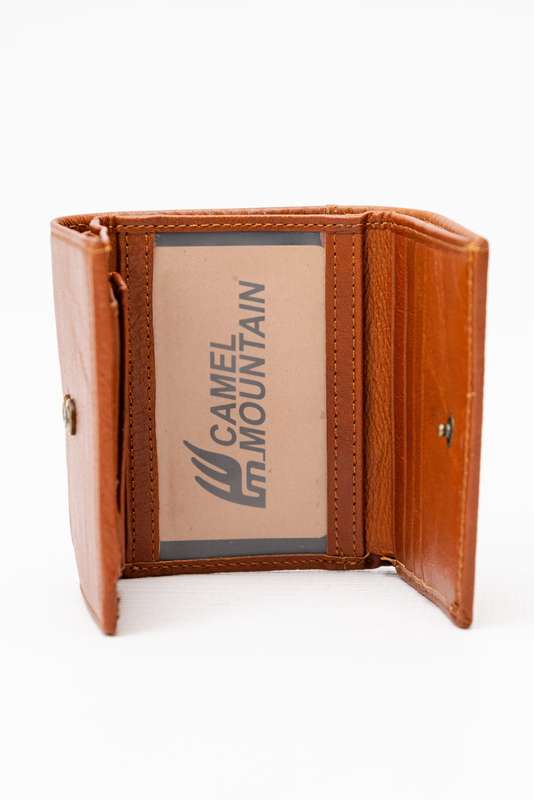 Camel Mountain Genuine Leather Bi-Fold Wallet Tan