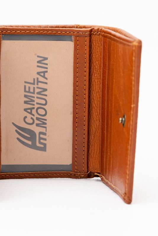 Camel Mountain Genuine Leather Bi-Fold Wallet Tan