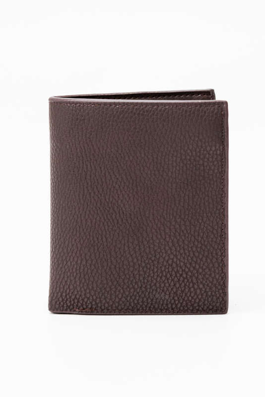 Camel Mountain Leather Bi-Fold Wallet Brown