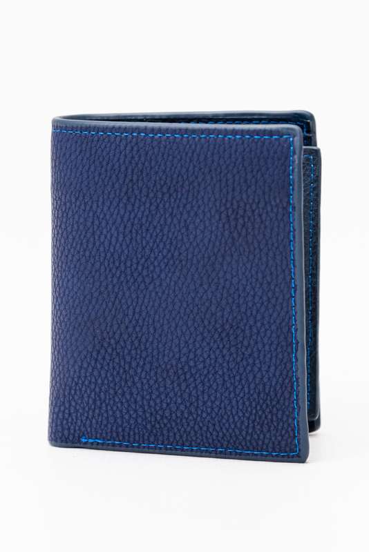 Camel Mountain Leather Bi-Fold Wallet Navy