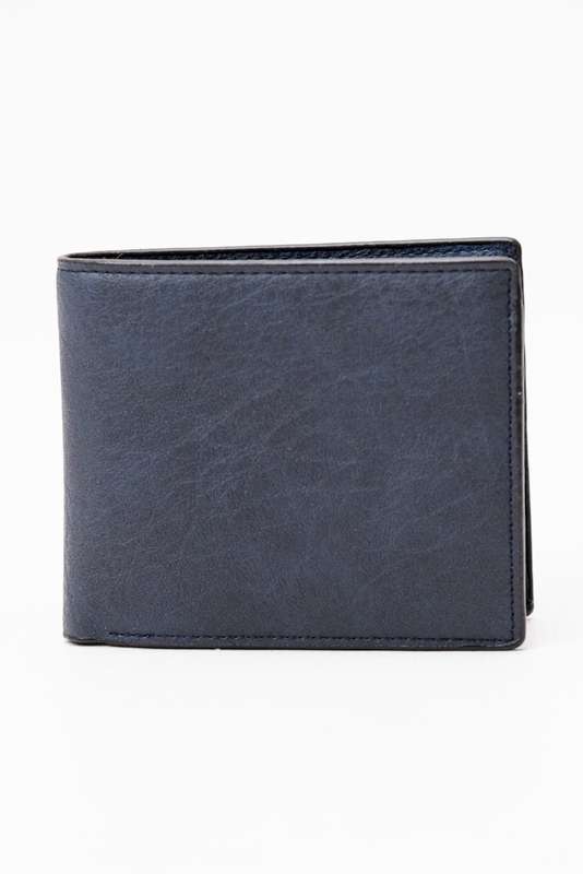 Camel Mountain Leather Bi-Fold Wallet Navy