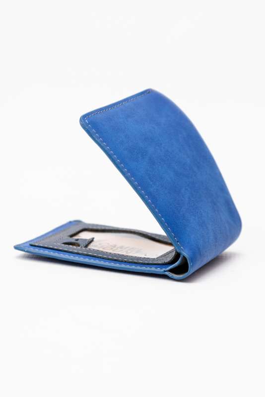 Camel Mountain Leather Bi-Fold Wallet Blue