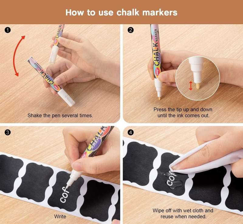 Waterproof Universal Chalkboard Labels Sticker For Kitchen & Pantry With Pen