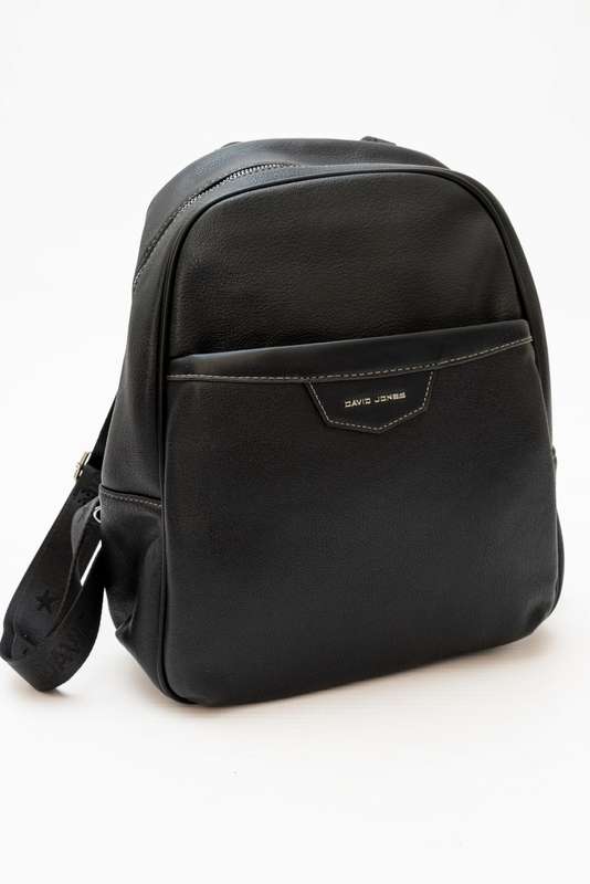 David Jones Leather Backpack Black