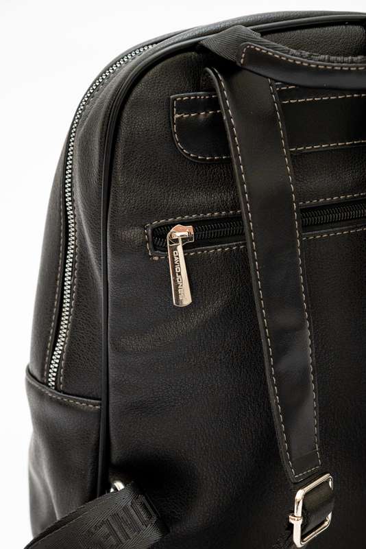 David Jones Leather Backpack Black