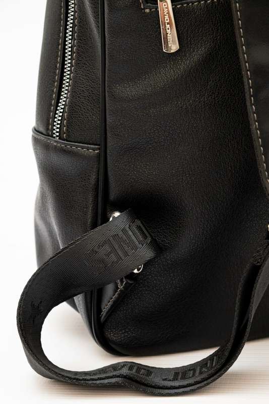 David Jones Leather Backpack Black