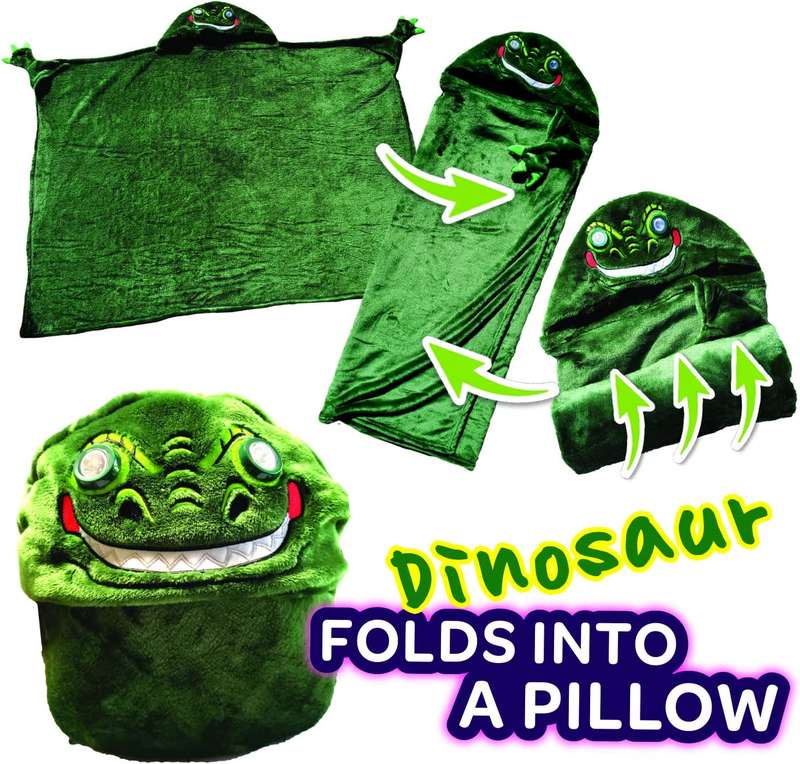Dinosaur Hooded Throw Blanket With LED Lights
