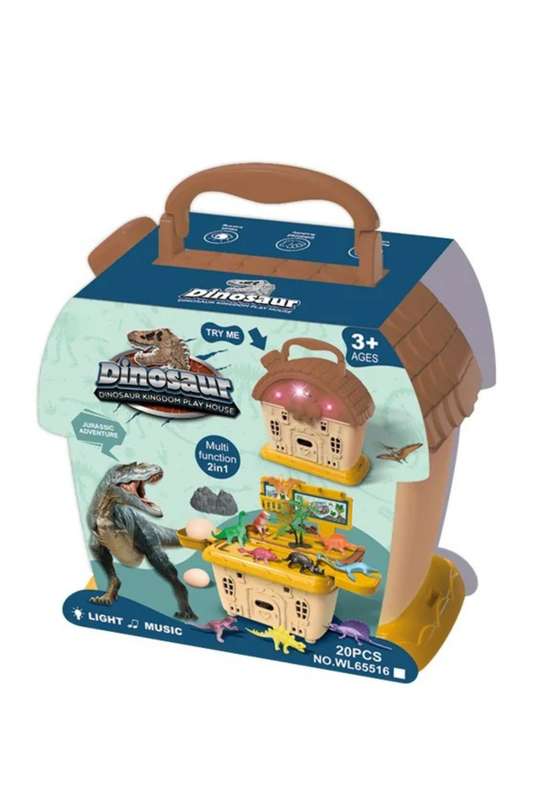 Dinosaurs Toys, With Lights & Sound-Activated House 20 Piece Set