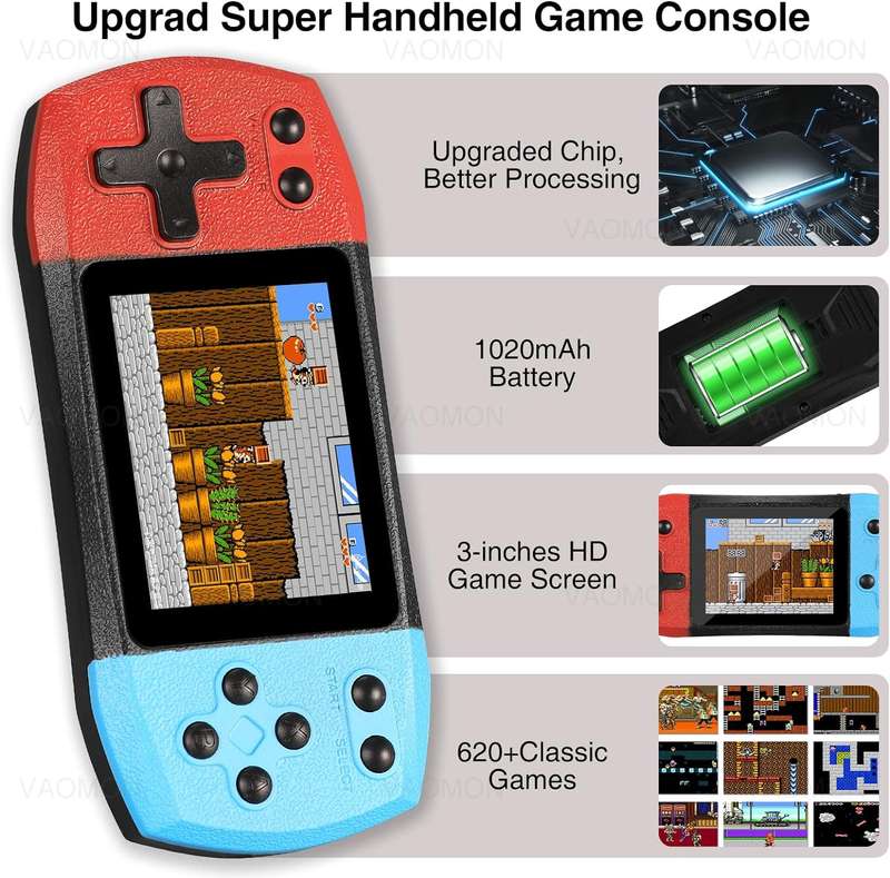 F1 3 Inch Horizontal Screen 620 Games In 1 Large Screen Pocket Console