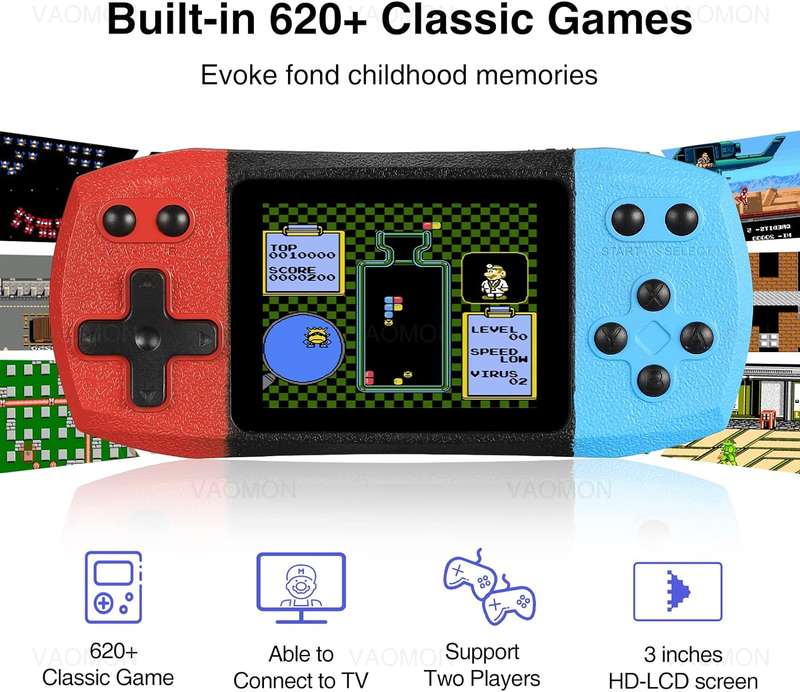 F1 3 Inch Horizontal Screen 620 Games In 1 Large Screen Pocket Console