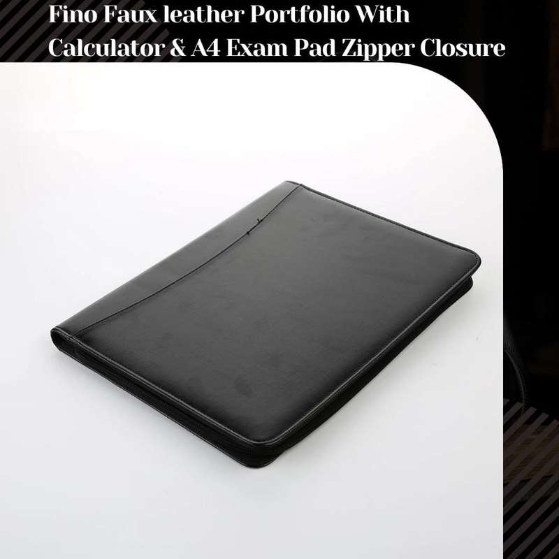 Fino Faux leather Portfolio With Calculator & A4 Exam Pad Zipper Closure