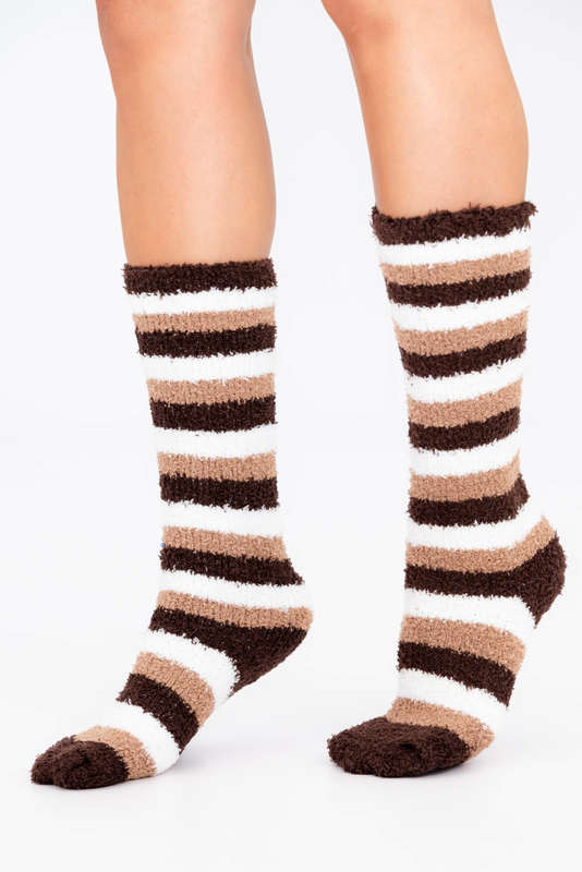 Fluffy Feet Fluffy Socks For Winter Unisex Stripe Medium