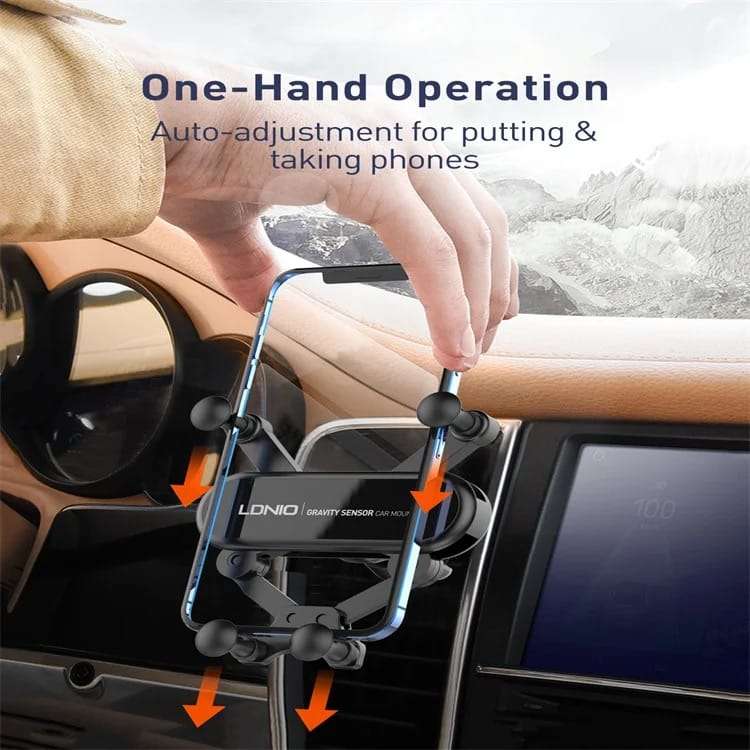 Gravity Car Phone Holder with Air Vent Clip Auto-Lock Mechanism MG03