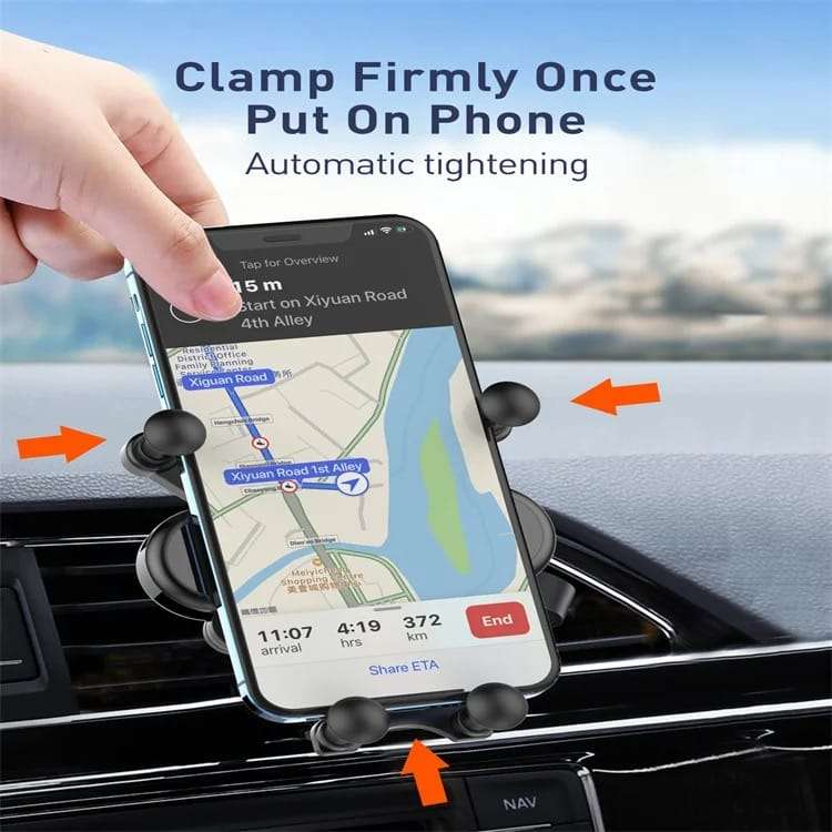 Gravity Car Phone Holder with Air Vent Clip Auto-Lock Mechanism MG03
