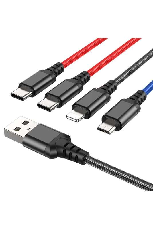 Hoco Charging Cable 4 in 1 USB To Type C - iPhone - Micro 1m