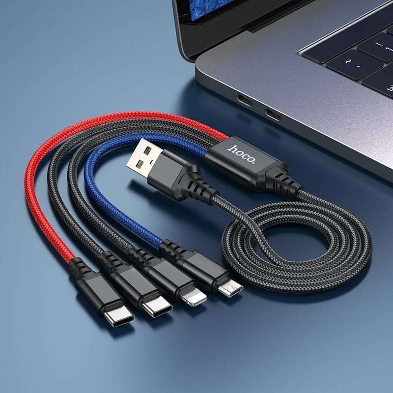 Hoco Charging Cable 4 in 1 USB To Type C - iPhone - Micro 1m