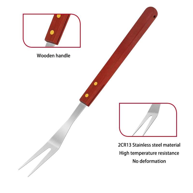 Stainless Steel Braai BBQ Fork With Wooden Handle 35cm