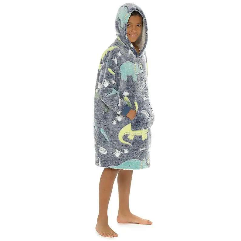 Kids Sherpa Patterns Oversized Sweatshirt Glow In The Dark Blanket 6 to 10 Years
