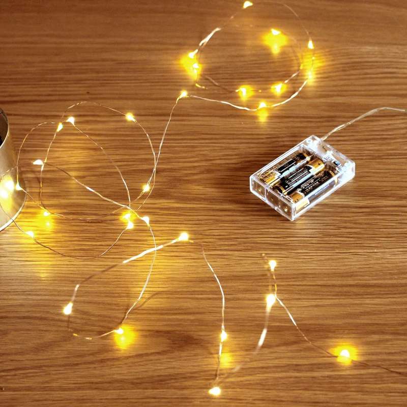 Led String Lights, Battery Powered - 20 light 2m Cool White - PACK OF 2