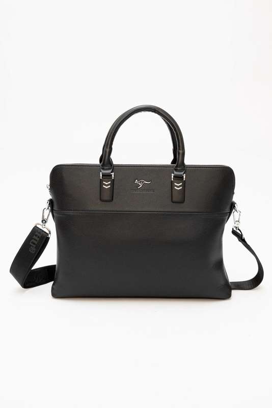 Leather Shoulder Crossbody Laptop Business Bag Black
