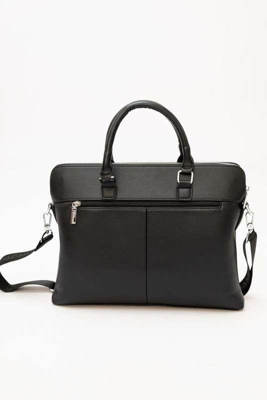 Leather Shoulder Crossbody Laptop Business Bag Black