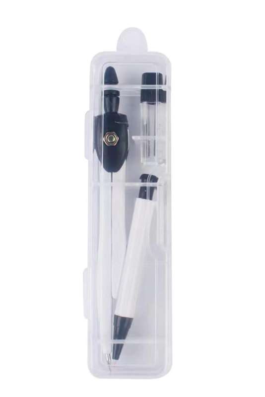 Metal Math Compass With Attached Clutch Pencil & Leads