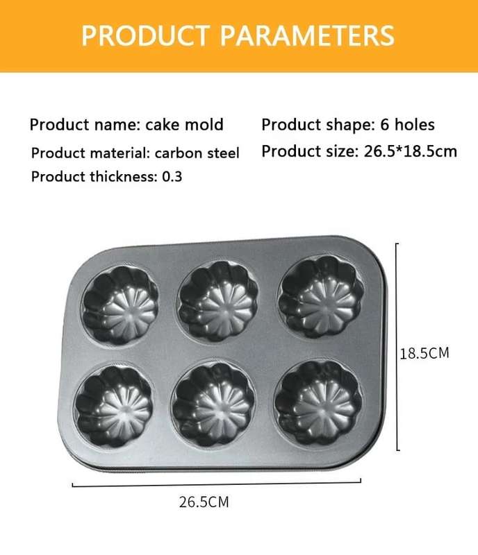 6 Cup Non Stick Cupcake Muffin Pan Carbon Steel With Design