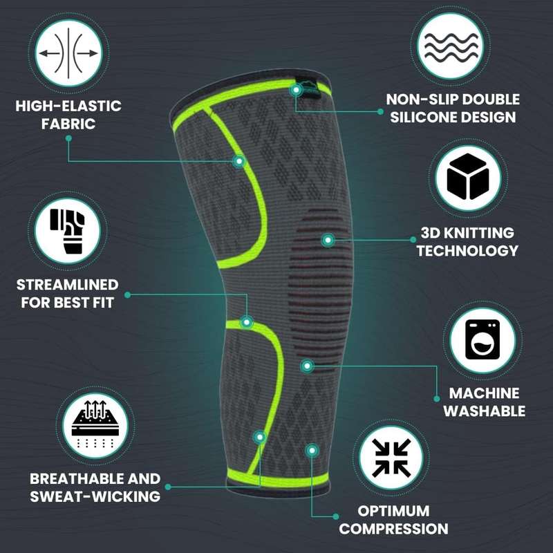 One Pair of Compression Knee Braces Support Sleeves