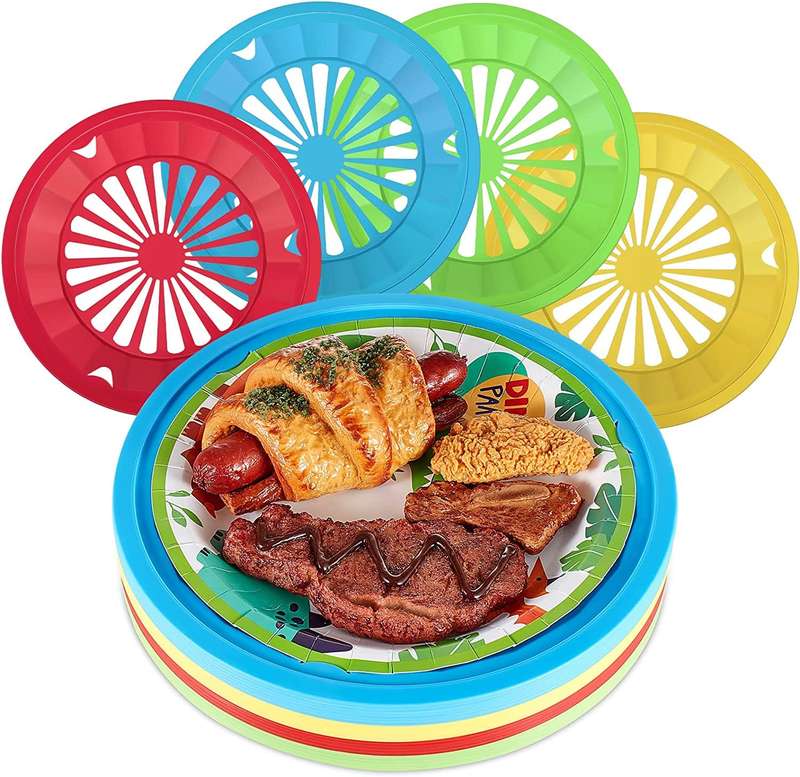 Reusable Plastic Paper Plate Holders - Set Of 12