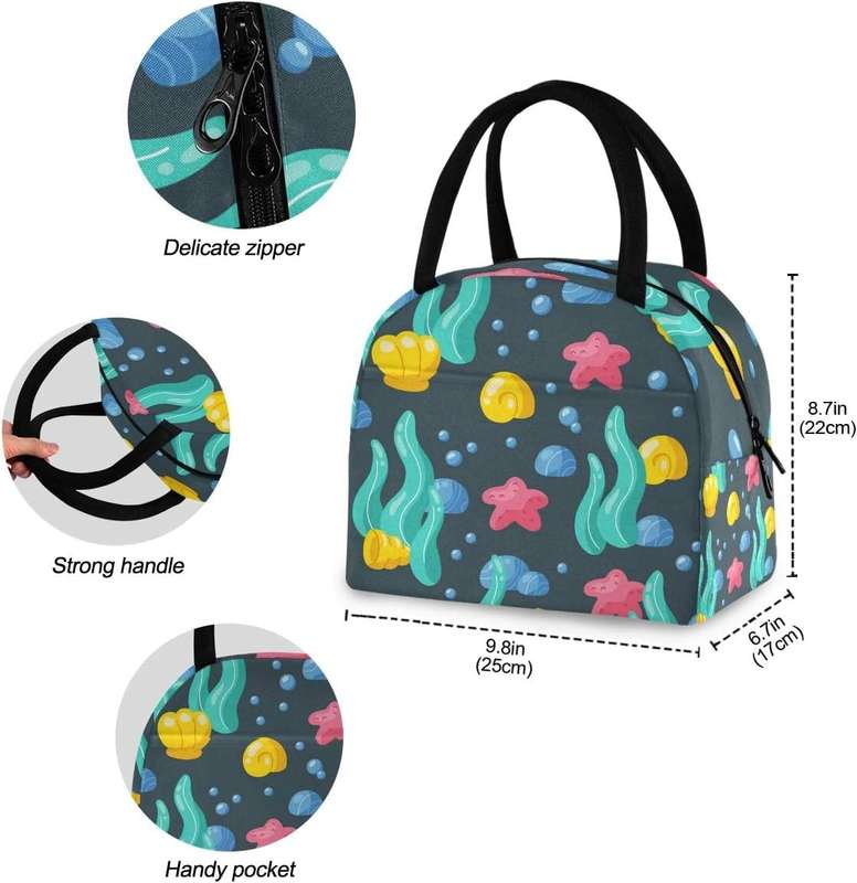 Printed Lunch Cosmetic Travel Bags Tote Bag With Pocket