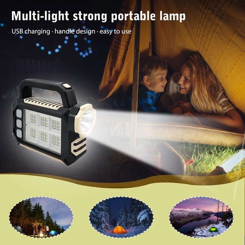 Portable 3 IN 1 Solar USB Rechargeable Power Bank LED Work Light
