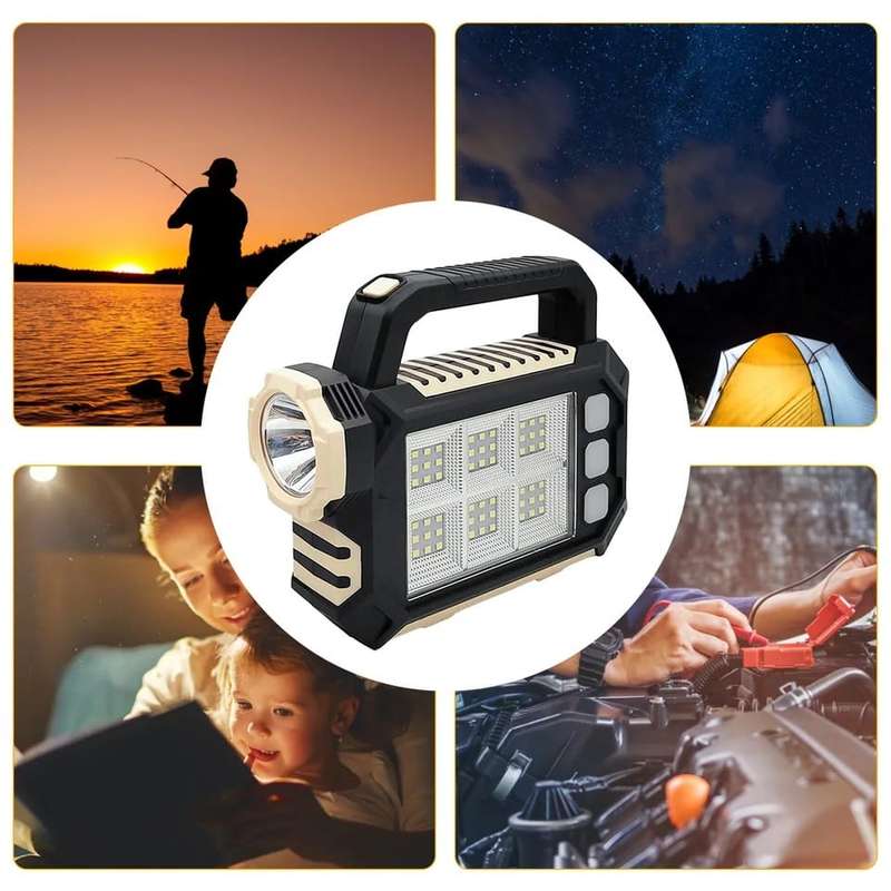 Portable 3 IN 1 Solar USB Rechargeable Power Bank LED Work Light