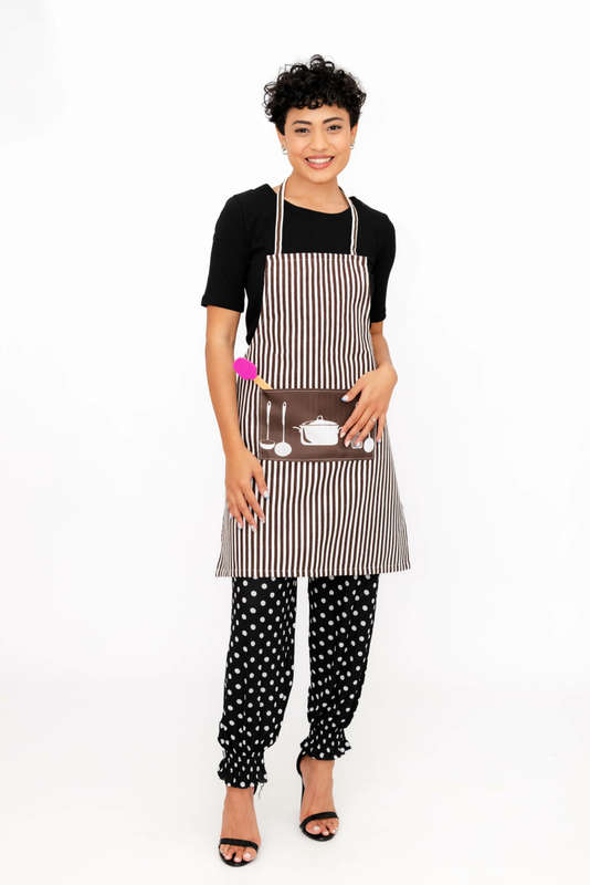 Senza Kitchen Cooking Striped Apron With Pocket