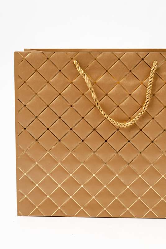 Senza Luxury Gift Bag Embossed With Handles Gold 320mm X 260mm