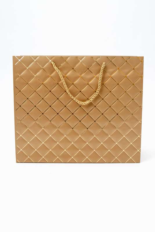 Senza Luxury Gift Bag Embossed With Handles Gold 320mm X 260mm