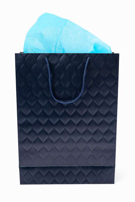 Senza Luxury Gift Bag Embossed With Handles Navy & Gold 420mm X 310mm