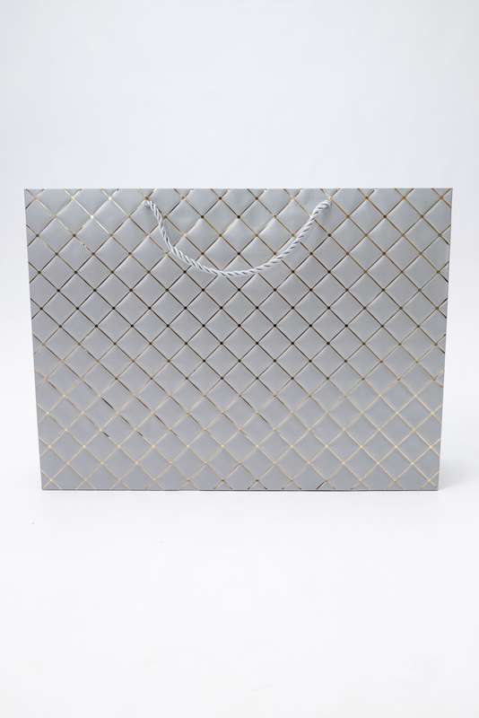 Senza Luxury Gift Bag Embossed With Handles Silver & Gold 420mm X 310mm