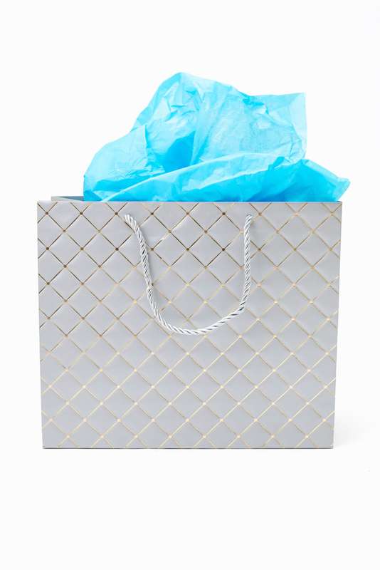 Senza Luxury Gift Bag Embossed With Handles Silver & Gold 420mm X 310mm