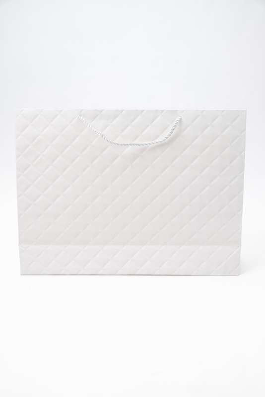 Senza Luxury Gift Bag Embossed With Handles White & Gold 420mm X 310mm