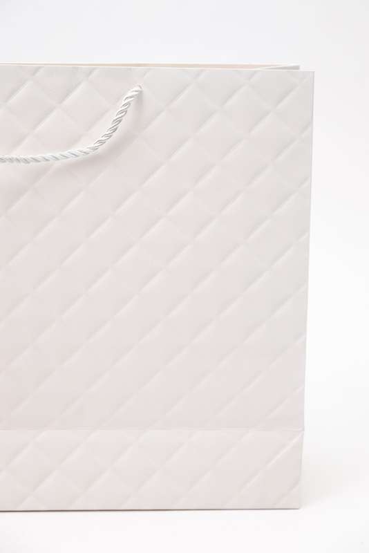 Senza Luxury Gift Bag Embossed With Handles White & Gold 420mm X 310mm