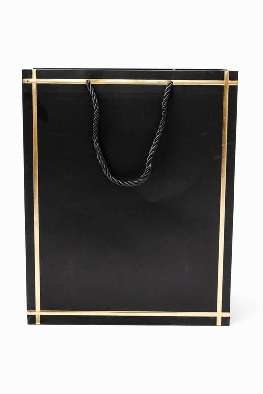 Senza Luxury Gift Bag With Handles Black & Gold 320mm X 260mm