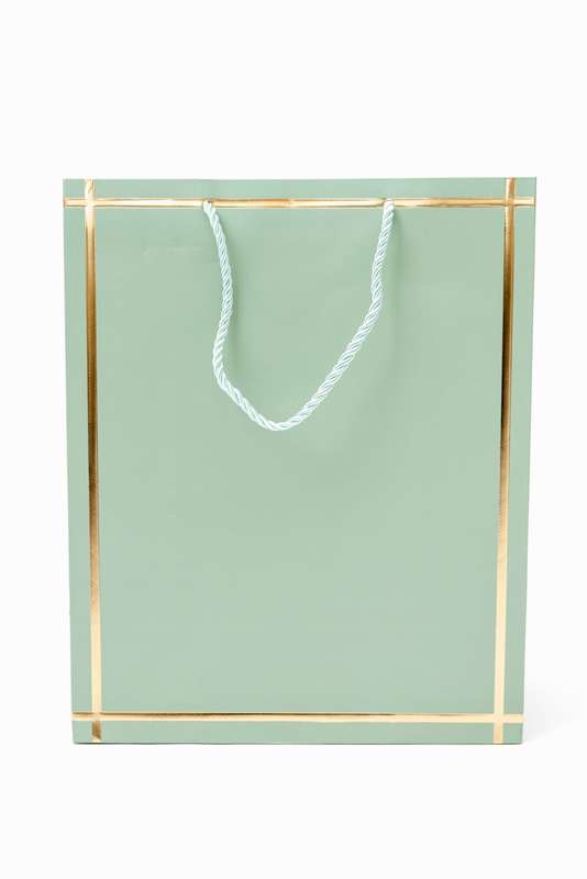 Senza Luxury Gift Bag With Handles Mint & Gold 320mm X 260mm