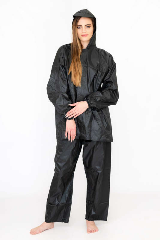 Senza's Two-Piece Heavy-duty Zipper Raincoat Set with Hood & Drawstring For Men & Women