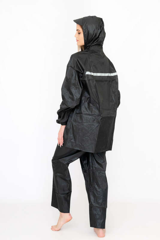 Senza's Two-Piece Heavy-duty Zipper Raincoat Set with Hood & Drawstring For Men & Women